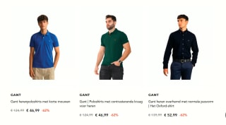 Tot 71% korting + 15% extra korting dmv code op GANT kleding & accessoires bij Secret Sales