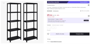 2 Estanterías de Plástico de 5 Baldas Polipropileno PP Negra 171x61x31 cm por 20.99€