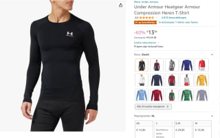 Under Armour UA HG Armour Comp LS Heren Sportshirt voor €13,96 bij Amazon
