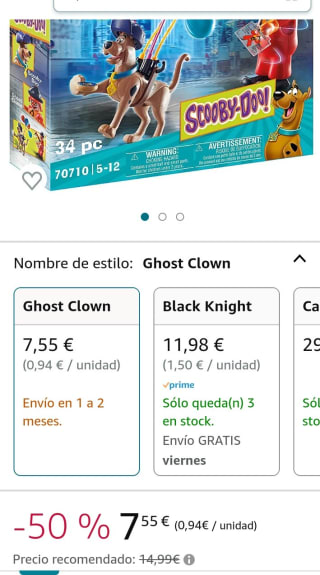 PLAYMOBIL Scooby-DOO! 70710 Aventura con Ghost Clown por 7,55€.