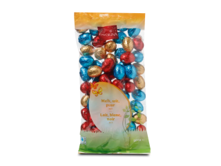 500 gram Paaseitjes, Massief, gevuld en praline voor €3,99 bij de Lidl