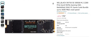 WD_Black SN750 SE 500 GB Battlefield 2042 versie voor €33,98 bij Amazon