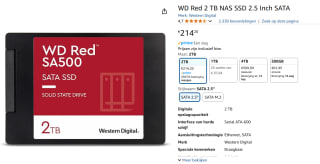 Western Digital Red SA500 - WDS200T1R0A-68A4W0 voor €214,20 bij Amazon