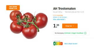 500 gram Trostomaten voor €0,49 bij de AH