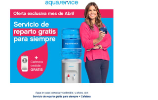 Servicio de reparto gratis para siempre + cafetera cedida gratis para siempre desde Aquaservice