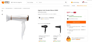 Aigostar Ionic Secador Blanco 2200W por 13,92€