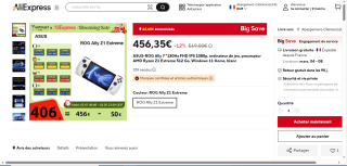 Console 7" Asus ROG Ally - FHD+120Hz IPS à 456,35€
