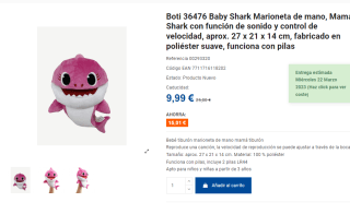 Baby Shark Marioneta de mano por 9,99€