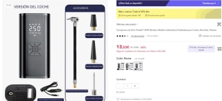 Compresor de Aire Portátil 120W Bomba Inflable Inalámbrica por 13,53€ (cuenta nueva por 8,11€)