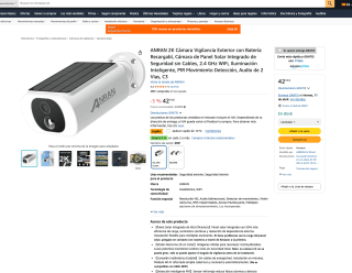 ANRAN 2K Cámara Vigilancia Exterior con Batería + Panel Solar por solo 38,46€