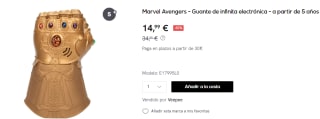 Marvel Avengers - Guante de infinita electrónica por 14.99€