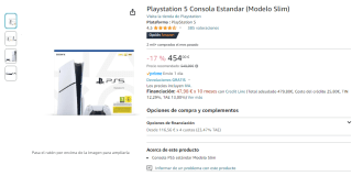 Playstation 5 Consola Estandar (Modelo Slim) por 454€