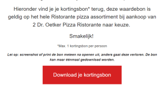 €1,50 korting bij aankoop van 2 Dr. Oetker Ristorante pizza's