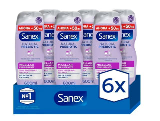 6 unidades Gel de Ducha Sanex BiomeProtect Micellar sin jabón 600ml por solo 12,87€