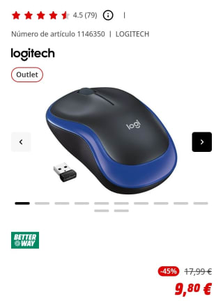 Logitech M185 Ratón Inalámbrico por 9,80€.