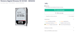 HGST Ultrastar DC HC320 SATA (4Kn, SE) 8TB voor €145 bij Redable