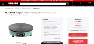 Crêpière CEBPA3AO Billig 2500 W diamètre 35 cm Krampouz à 266€