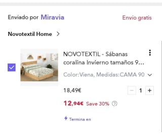Sábanas coralina de invierno cama 90cm por 12,94€.