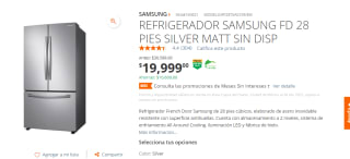 Refrigerador Samsung FD 28 Pies plateada por $17999