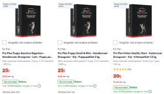 3 kg Purina Pro Plan Puppy of Kitten startpakket voor €5 via kortingsactie op Bol.com
