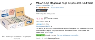 MILAN Caja 30 gomas miga de pan 430 cuadradas por 4,21€