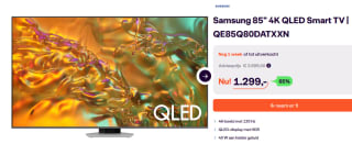 Samsung 85" 4K QLED Smart TV voor €1299 bij Ibood