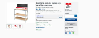 Estantería grandes cargas con panel herramienta por 56,99€