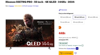 HISENSE 55E7NQ Pro (2024) voor €449 bij Bol