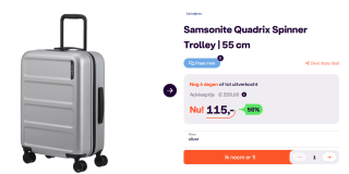 Samsonite Quadrix Spinner Trolley 55 cm voor €115 bij iBOOD