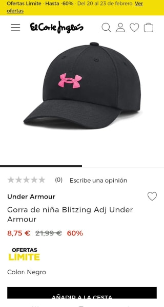 Under Armour Gorra niña por 8,75€.