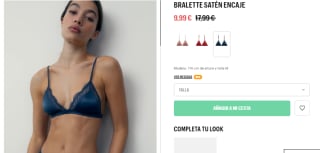 Bralette de satén encaje varios colores por 9,99€