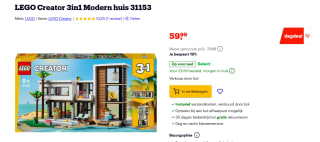 LEGO 31153 Modern Huis - LEGO Creator voor €59,99 bij Bol