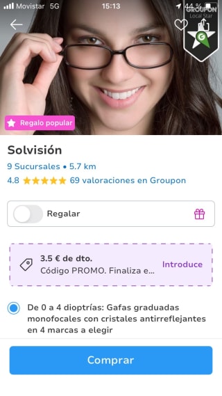 71% descuento gafas graduadas monofocales por 31,45€