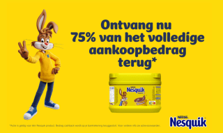 75% Cashback op Nestlé Nesquick chocomelk poeder 300 gram