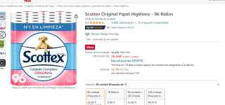 Papel higienico Scottex Original Papel Higiénico 96 rollos por 23.99€