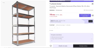 Estantería Metálica Galvanizada Nyana Home 875kg 5 Baldas por 13,96€