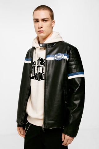 Cazadora motera racing efecto piel por 22,49€