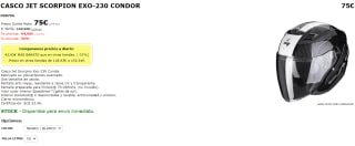 Casco de Moto Jet Scorpion Exo 230 Condor por 75€
