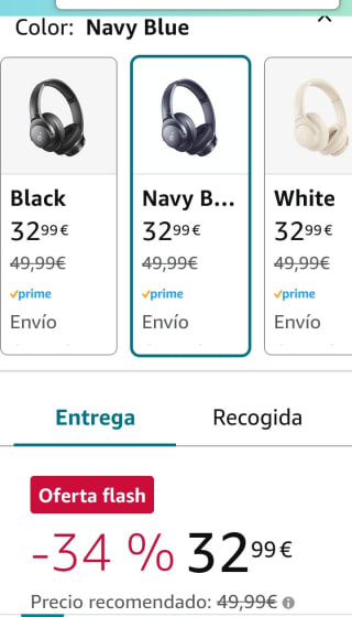 SoundCore Cascos Inalámbricos Q20i por 32,99€.