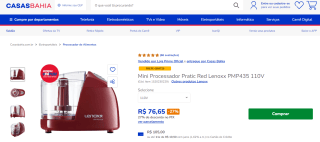 Mini Processador da Pratic Red Lenoxx - R$ 76,65