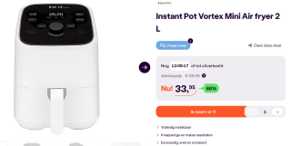 Instant Pot Vortex Mini Airfyer voor €33,95 bij Ibood