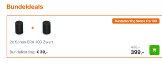 Sonos Era 100 Zwart Duopack voor €399 bij Expert