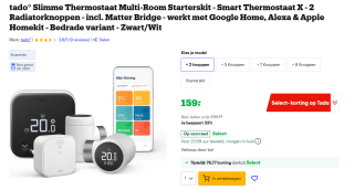 tado° X Multi-Room Starter Kit incl. 2 Radiatorknoppen voor €159 met Bol select.
