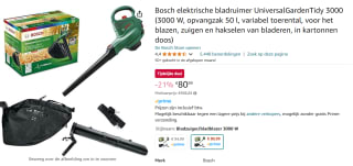Bosch bladblazer en bladruimer UniversalGardenTidy 3000 voor €80,99 bij Amazon