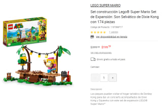 Set LEGO Super Mario Set de Expansión: Son Selvático de Dixie Kong por $200 | Liverpool