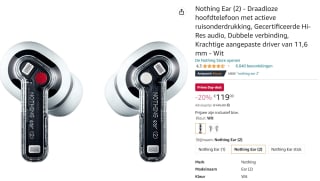 Nothing Ear (2) - Draadloze hoofdtelefoon voor €119 bij Amazon