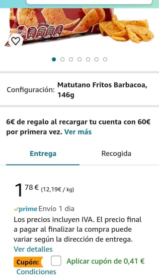 Matutano Fritos Barbacoa, 146g por 1,37€.