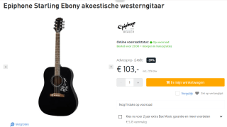 Epiphone Starling Ebony akoestische westerngitaar voor €103 bij Bax