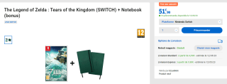 Précommande : The Legend of Zelda : Tears of the Kingdom + Notebook offert à 51,90€