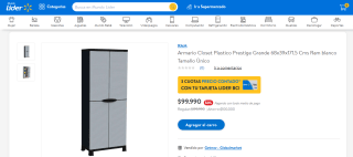 Armario Closet Plastico Prestige Grande 68X39X171.5 por $99.990